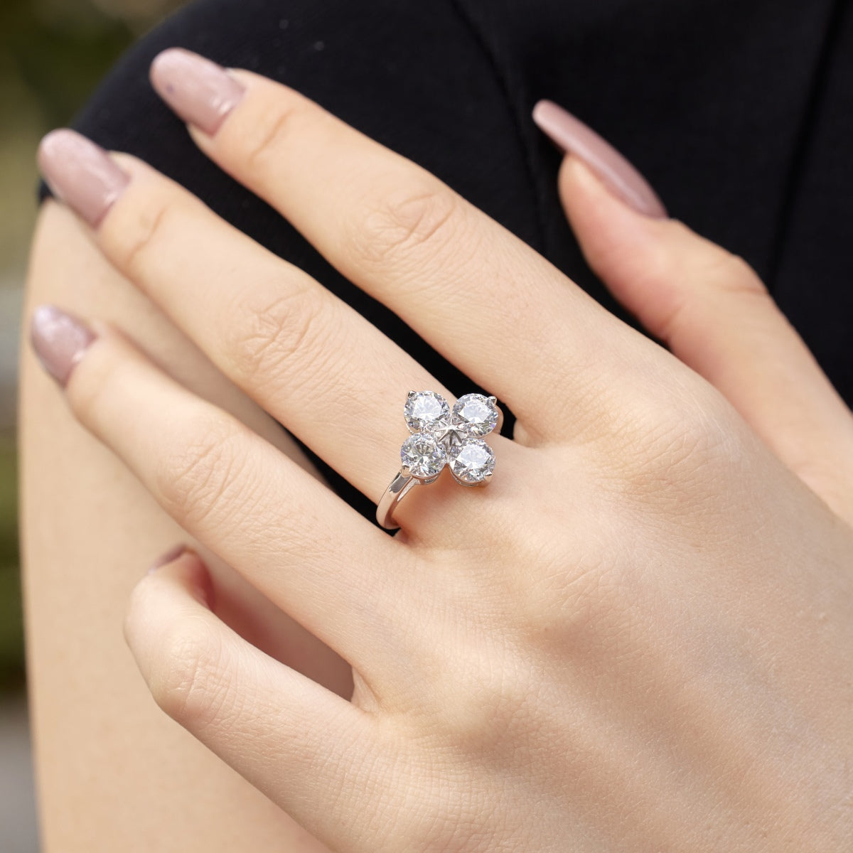 [Rose Jewels]Four-Leaf Clover Eight-Pointed Star Ring