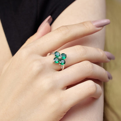 [Rose Jewels]Four-Leaf Clover Eight-Pointed Star Ring