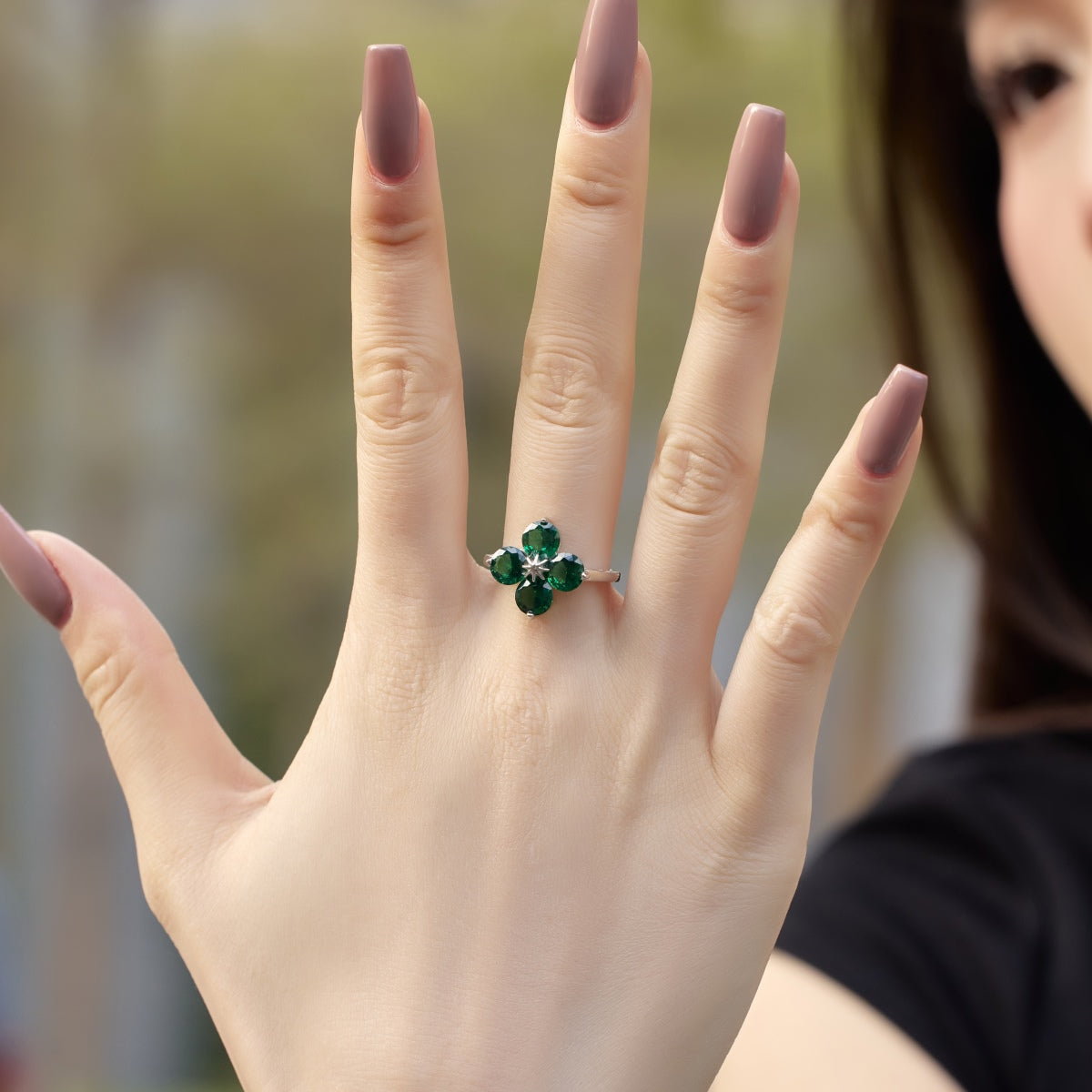 [Rose Jewels]Four-Leaf Clover Eight-Pointed Star Ring