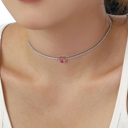 [Rose Jewels]2.0 Carat Sparkling Tennis Heart Cut Necklace