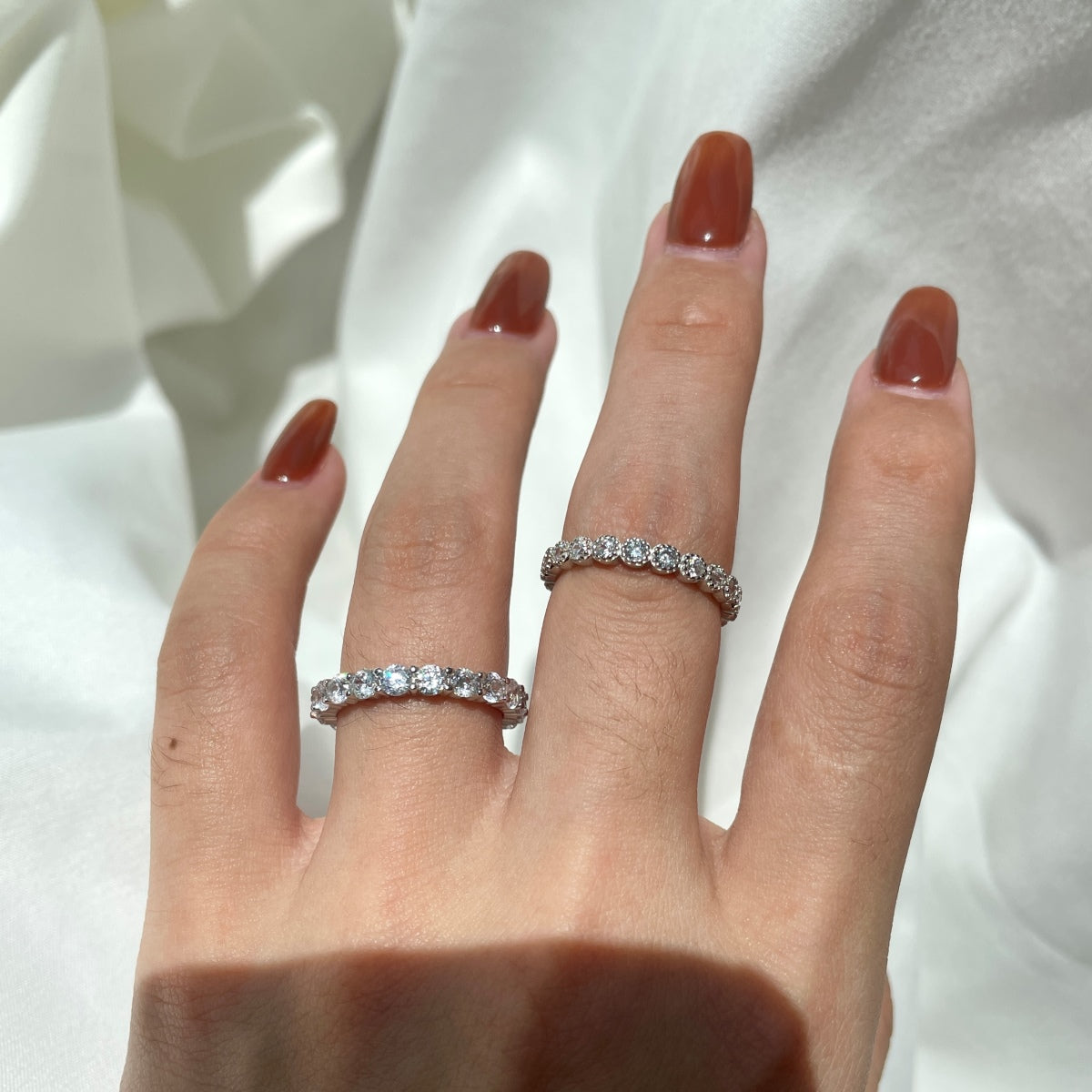 [Rose Jewels]Sparkling Round Cut Tennis Ring