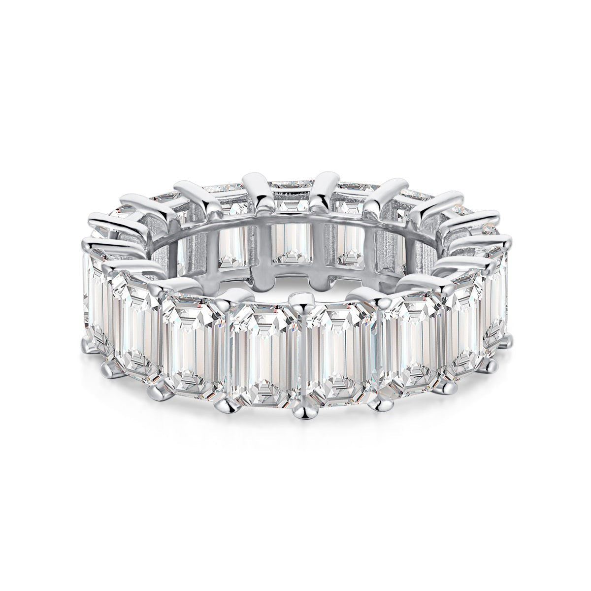 [Rose Jewels]0.75 Carat Elegant Emerald Cut Tennis Ring