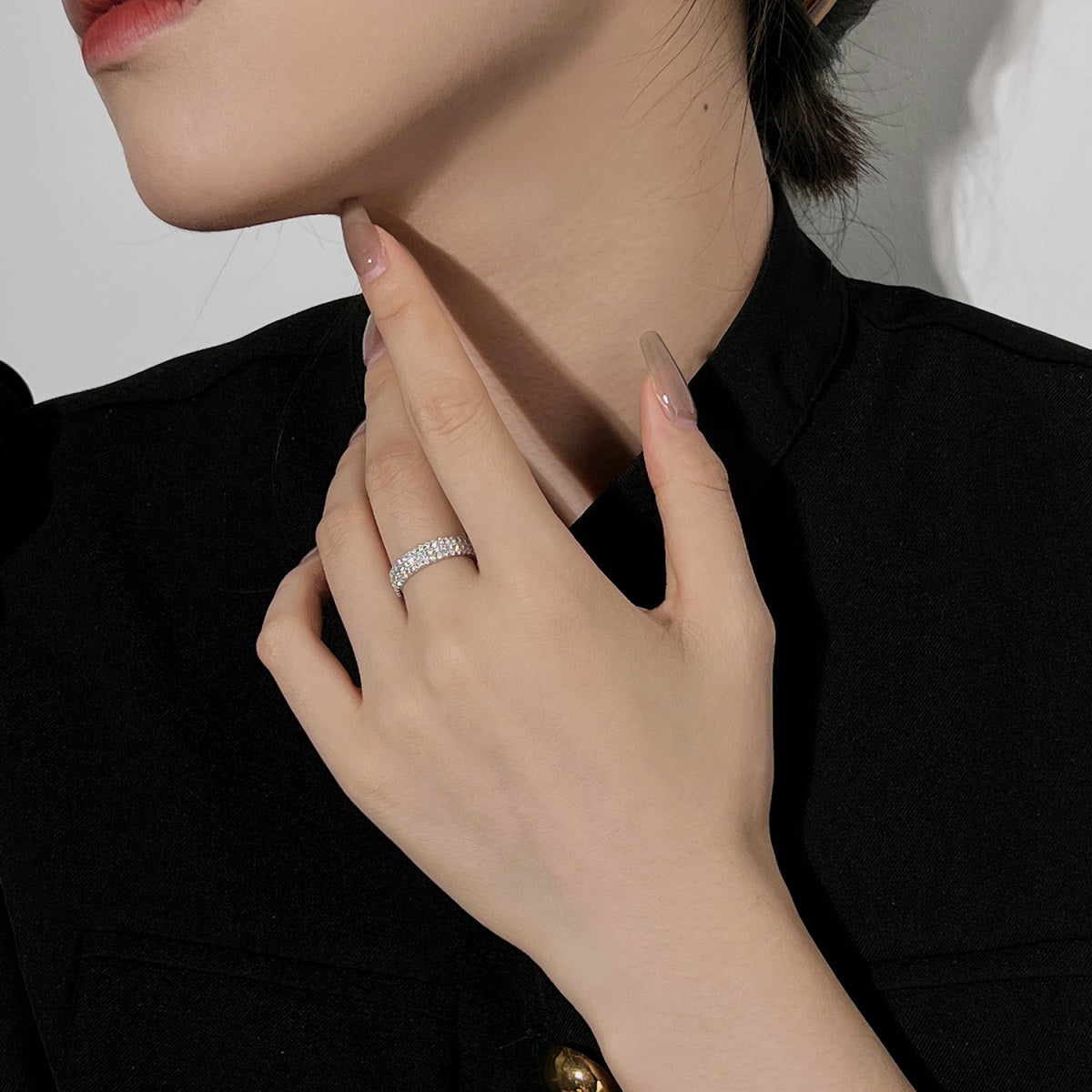 [Rose Jewels]Dainty Round Cut Tennis Ring