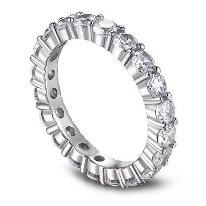 [Rose Jewels]Sparkling Round Cut Tennis Ring